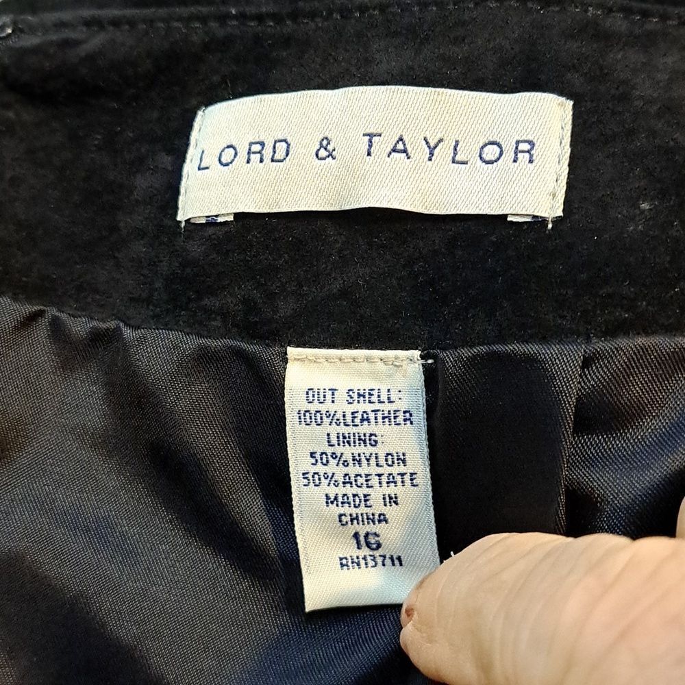 Lord & Taylor Vintage Black Suede Leather Skirt 16 Pencil Fully Lined Back Zip - Picture 7 of 11
